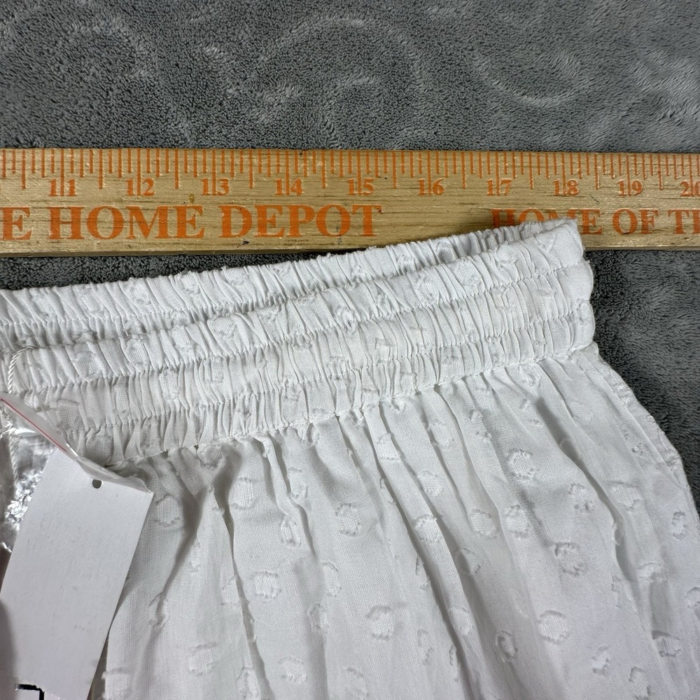 White Eyelet Cotton Maxi Skirt Large Tiered Layered Elastic Pull-On Cottagecore - Picture 5 of 9